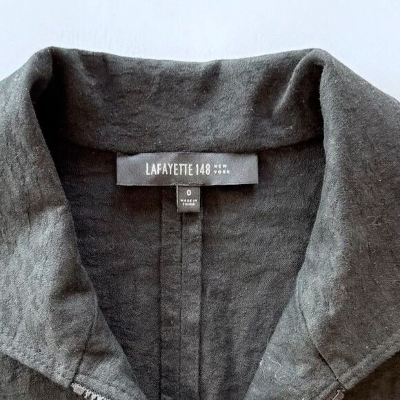 NWOT Lafayette 148 New York Camber Textured Front Zip Dress in Black Size 0 - Picture 5 of 11